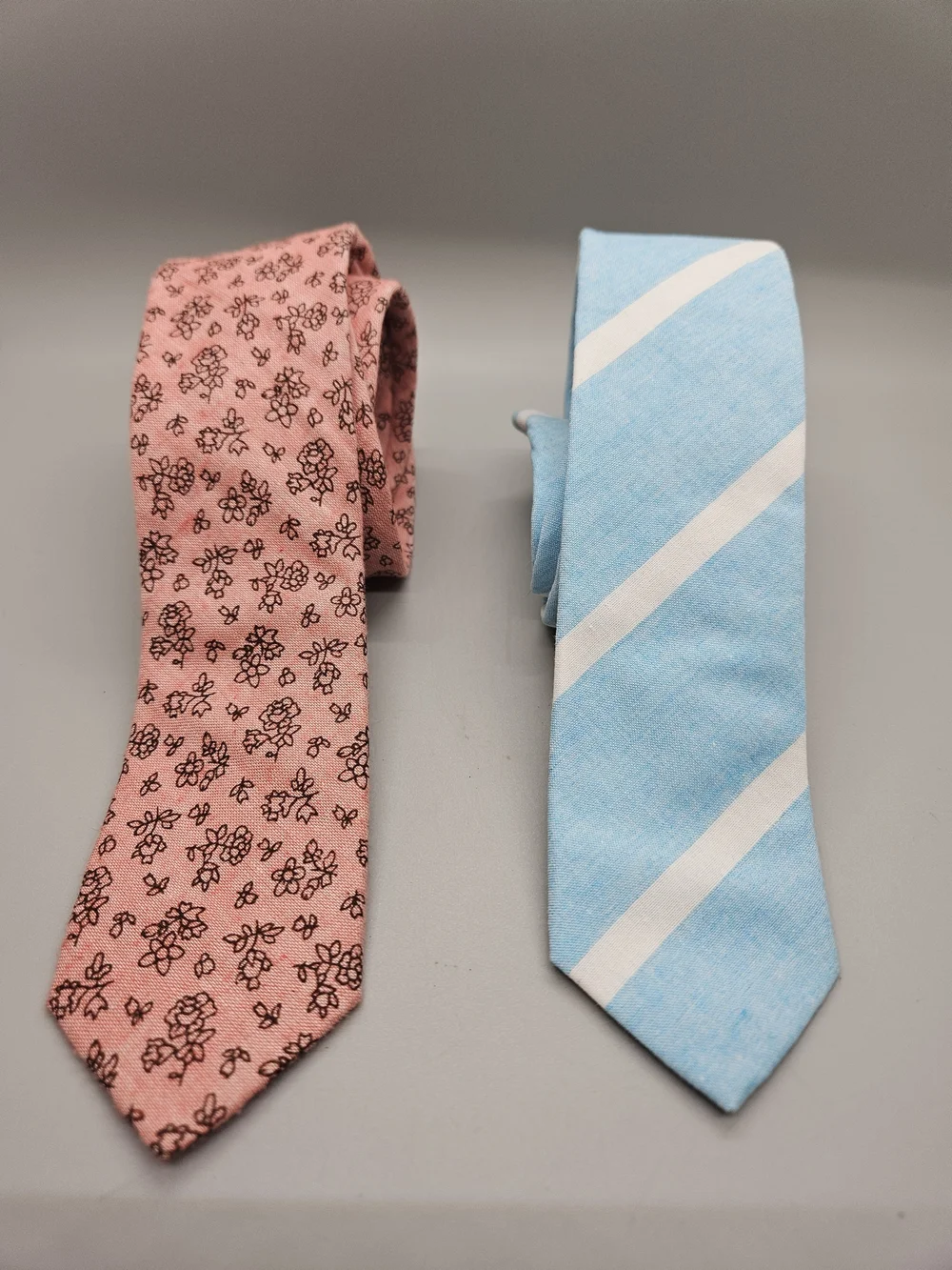 Lot of 2 Original Penguin Munsingwear Men Skinny Ties Cotton Floral Blue Striped